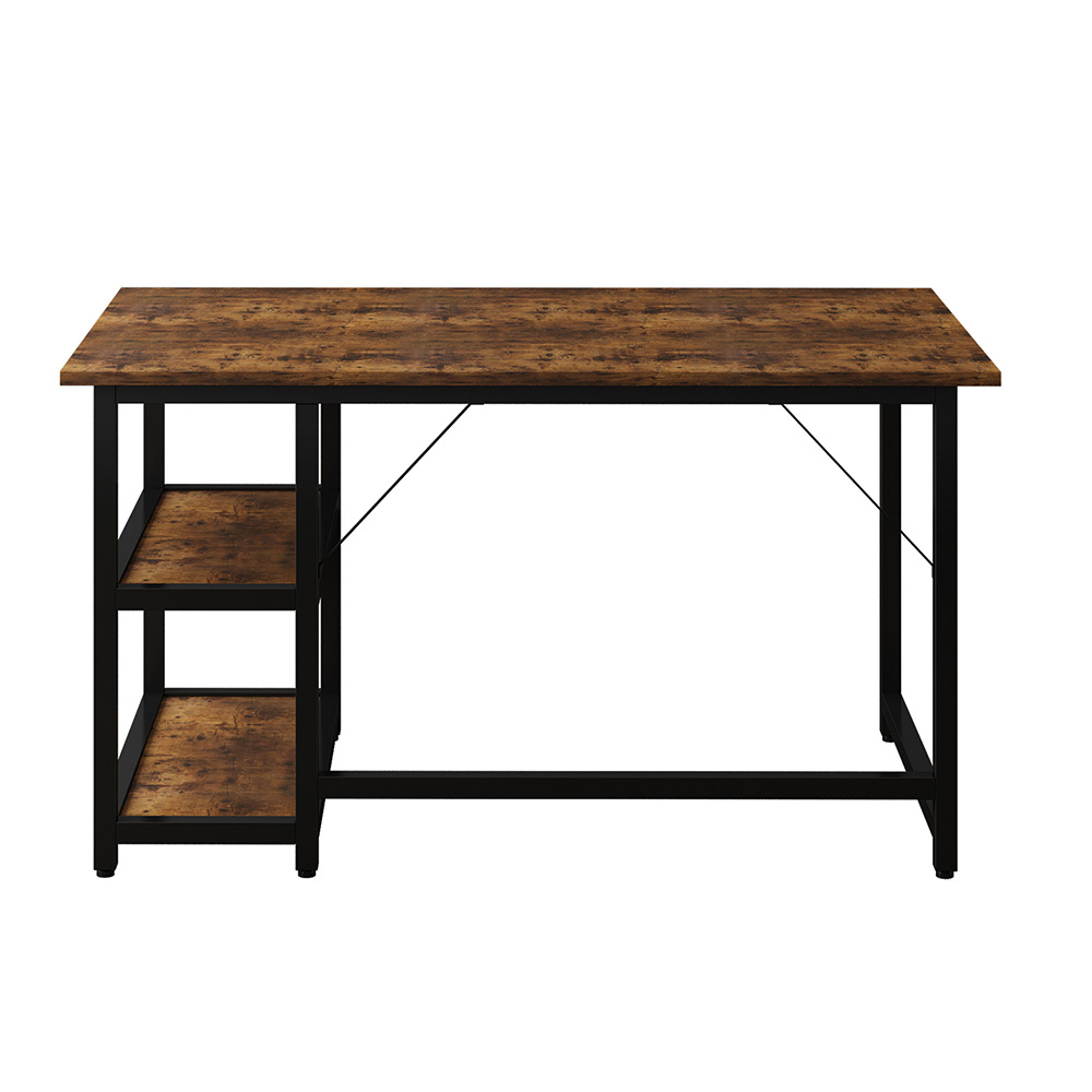 47" Home Office Computer Desk with Reversible 2-Layer Storage Shelves, and Metal Frame - Brown