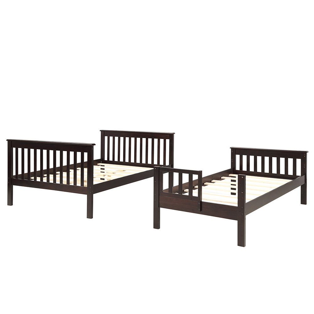 Twin-Over-Full Size Stairway Bunk Bed Frame with Trundle Bed, and Wooden Slats Support, No Spring Box Required (Frame Only) - Espresso