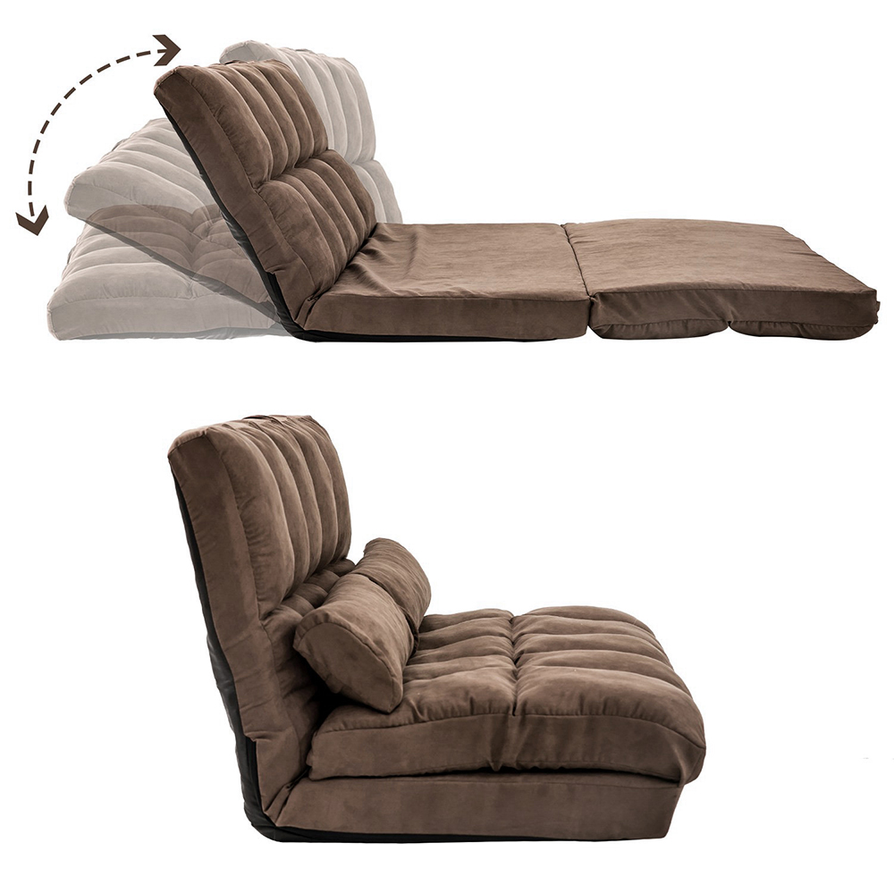 70" 2-Seat Floor Sofa Bed with 2 Pillows, for Living Room, Bedroom, Office, Apartment - Brown
