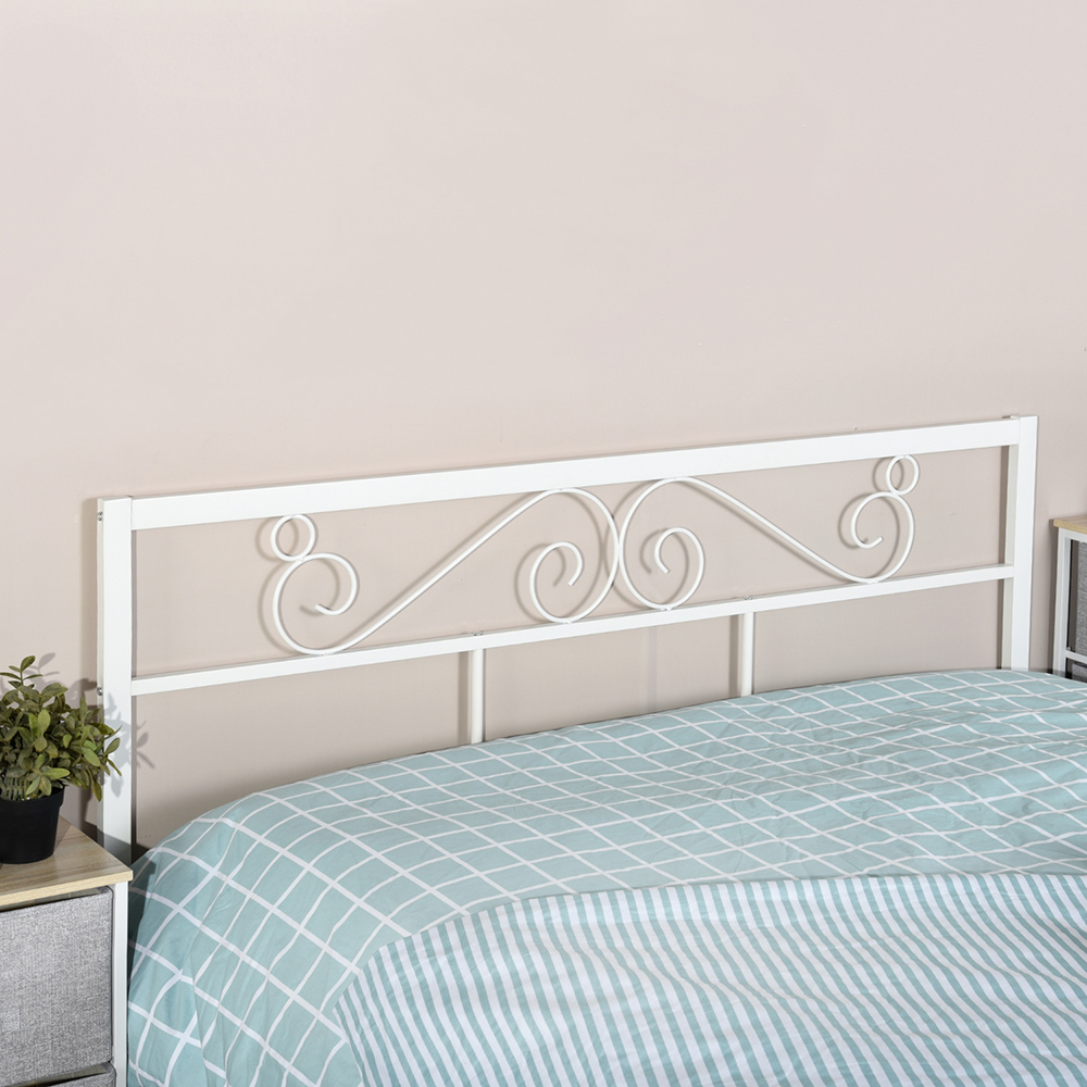 Full Size Metal Platform Bed Frame with Headboard, Footboard, and Wooden Slats Support, No Spring Box Required (Frame Only) - White