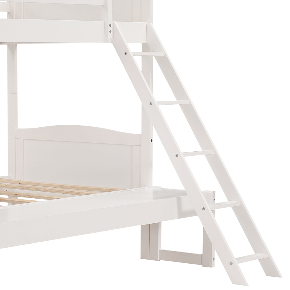 Twin-Over-Twin/Full Size Convertible Bunk Bed Frame with Ladder, and Wooden Slats Support, No Spring Box Required (Frame Only) - White