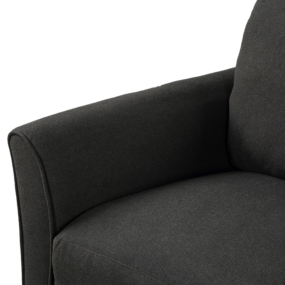 U-STYLE 3+2+1-Seat Polyester Blend Sofa Sofa Set, with Solid Wood Frame and Plastic Feet, for Living Room, Bedroom, Office, Apartment - Black