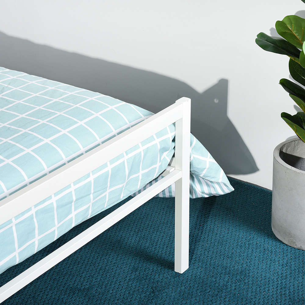 Full Size Metal Platform Bed Frame with Headboard, Footboard, and Wooden Slats Support, No Spring Box Required (Frame Only) - White