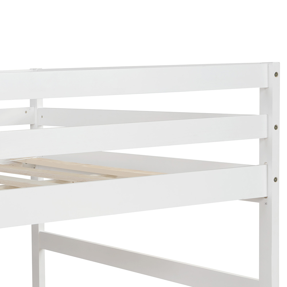 Full-Over-Full Size Wooden Bunk Bed Frame with Trundle Bed, and Storage Stairs, No Spring Box Required (Frame Only) - White
