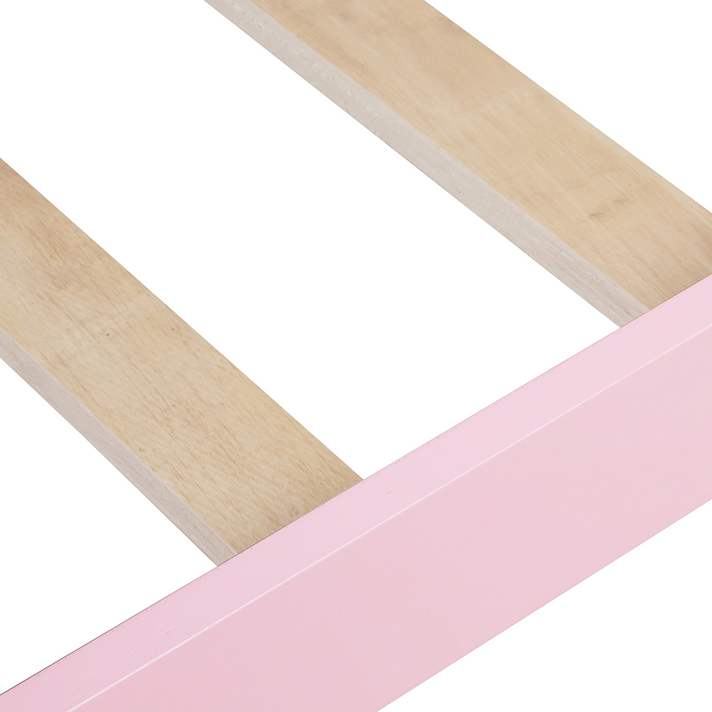 Twin Size Wooden Platform Bed Frame with Headboard, Footboard, and Wooden Slats Support, No Spring Box Required (Frame Only) - Pink