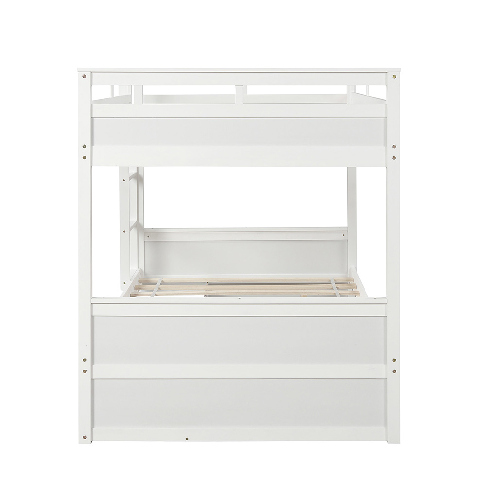 Twin-Over-Twin Size Bunk Bed Frame with 2 Storage Drawers, and Wooden Slats Support, No Spring Box Required (Frame Only) - White