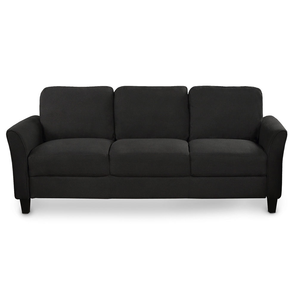 1+3-Seat Linen Upholstered Sofa with Wooden Frame, for Living Room, Bedroom, Office, Apartment - Black