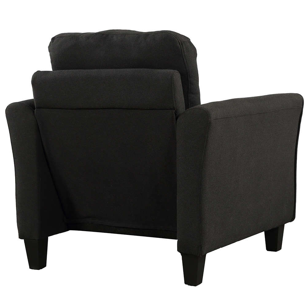 U-STYLE 3+2+1-Seat Polyester Blend Sofa Sofa Set, with Solid Wood Frame and Plastic Feet, for Living Room, Bedroom, Office, Apartment - Black