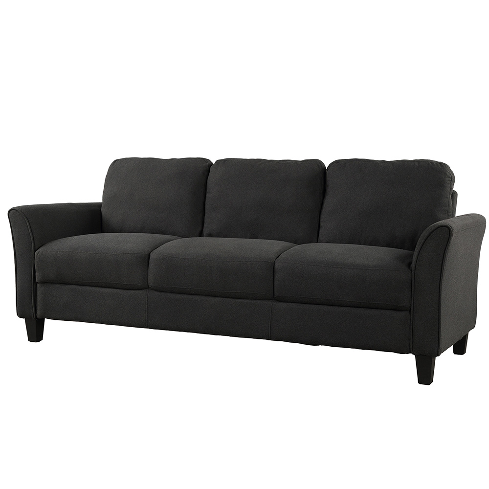 U-STYLE 3+2+1-Seat Polyester Blend Sofa Sofa Set, with Solid Wood Frame and Plastic Feet, for Living Room, Bedroom, Office, Apartment - Black