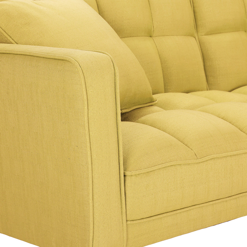 75" 2-Seat Linen Fabric Upholstered Sofa Bed, with Adjustable Backrest and Solid Wood Frame, for Living Room, Bedroom, Office, Apartment - Yellow