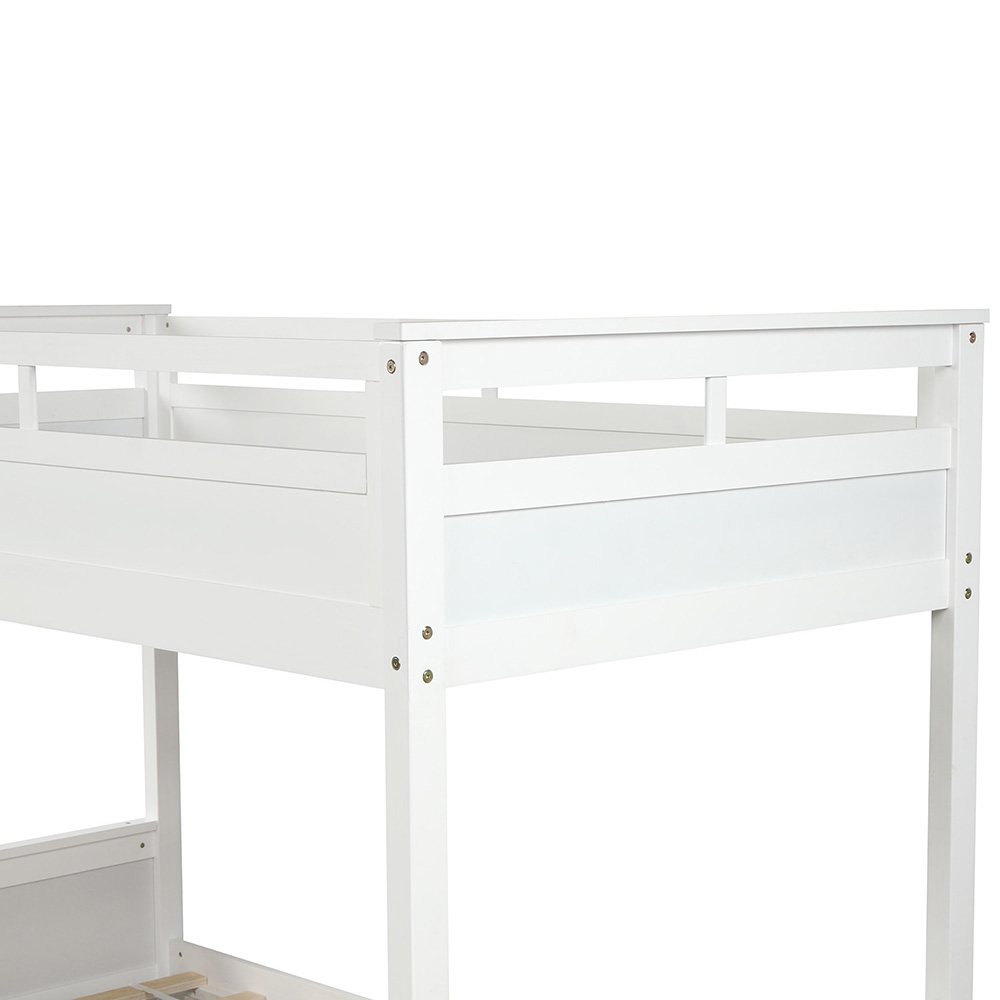 Twin-Over-Twin Size Bunk Bed Frame with 2 Storage Drawers, and Wooden Slats Support, No Spring Box Required (Frame Only) - White