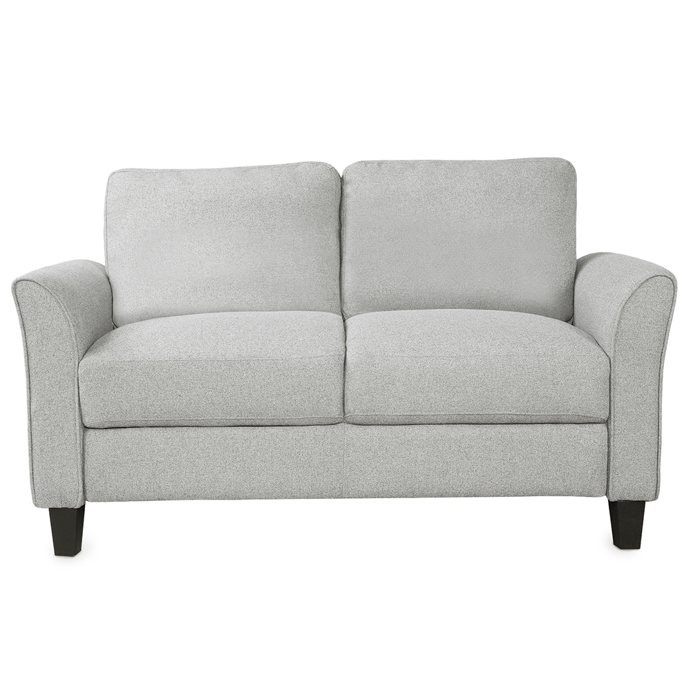 1+2-Seat Linen Upholstered Sofa with Wooden Frame, for Living Room, Bedroom, Office, Apartment - Light Gray