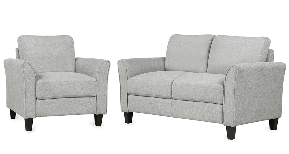 1+2-Seat Linen Upholstered Sofa with Wooden Frame, for Living Room, Bedroom, Office, Apartment - Light Gray