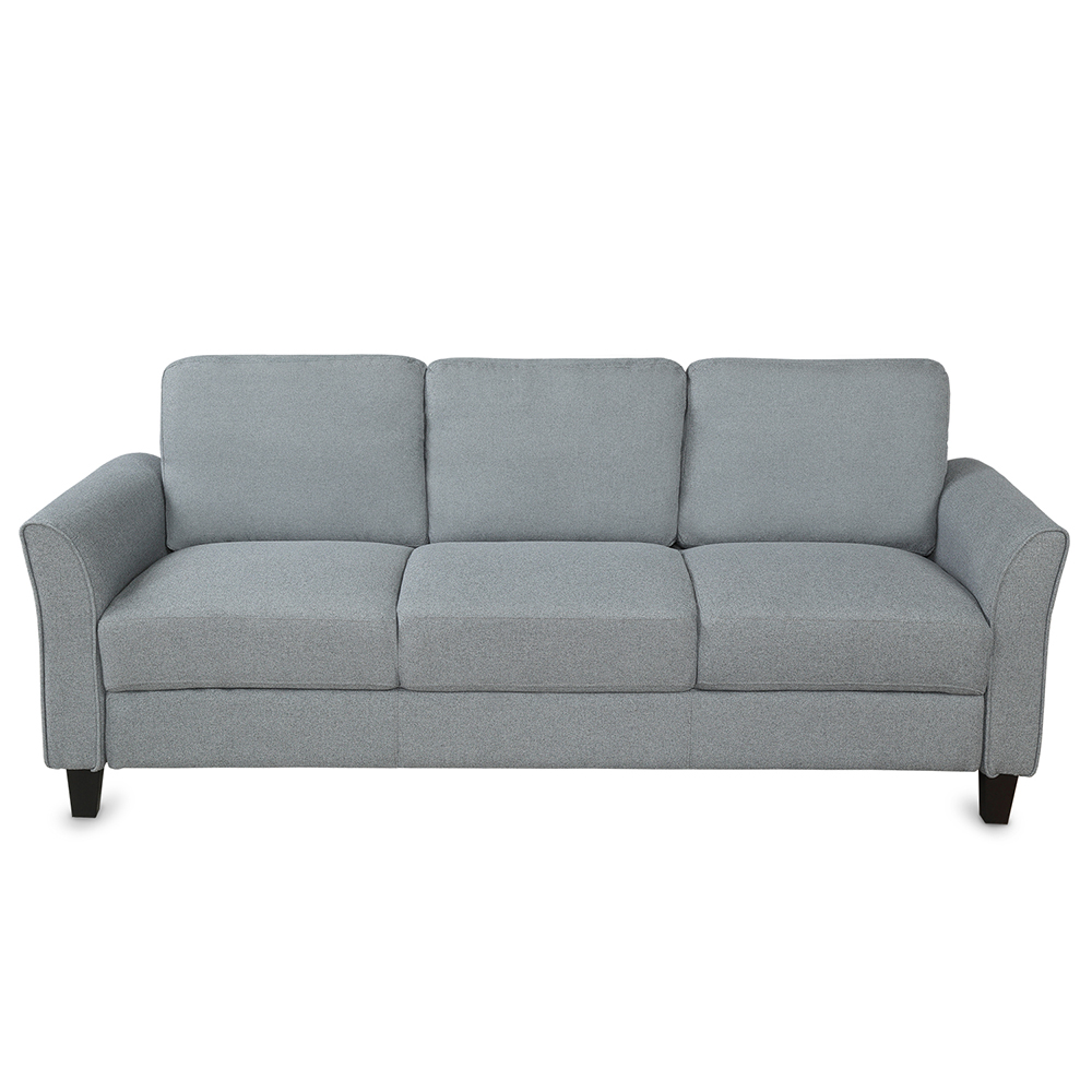 1+3-Seat Linen Upholstered Sofa with Wooden Frame, for Living Room, Bedroom, Office, Apartment - Dark Gray