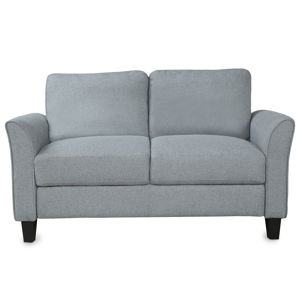 1+2-Seat Linen Upholstered Sofa with Wooden Frame, for Living Room, Bedroom, Office, Apartment - Dark Gray