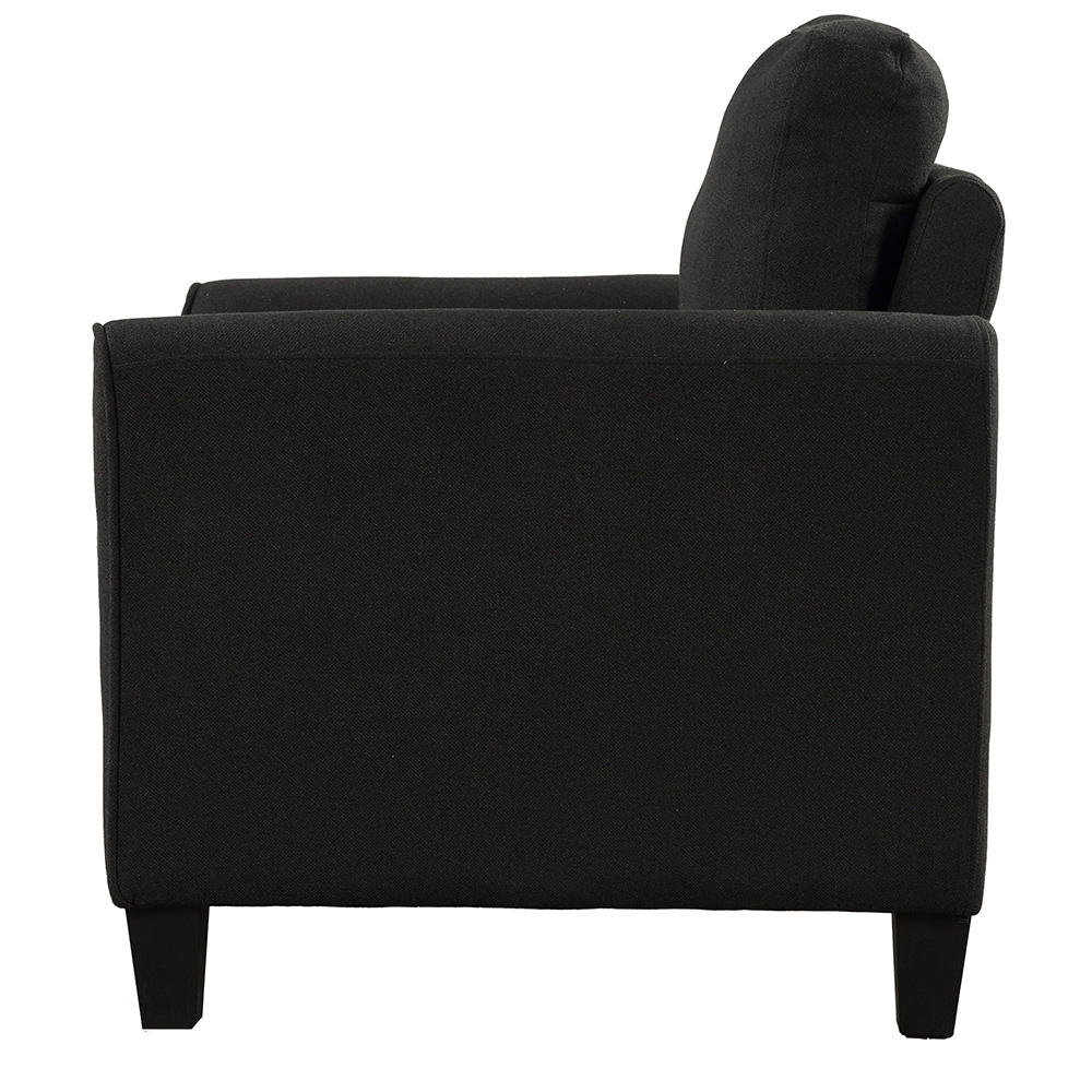 U-STYLE 3+2+1-Seat Polyester Blend Sofa Sofa Set, with Solid Wood Frame and Plastic Feet, for Living Room, Bedroom, Office, Apartment - Black