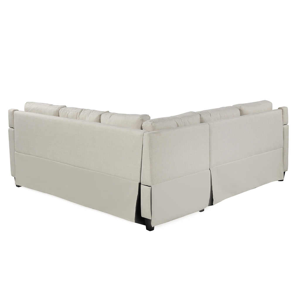 U-STYLE 84" 5-Seat Microfiber Upholstered Sofa with Ottoman and Wooden Frame, for Living Room, Bedroom, Office, Apartment - Beige