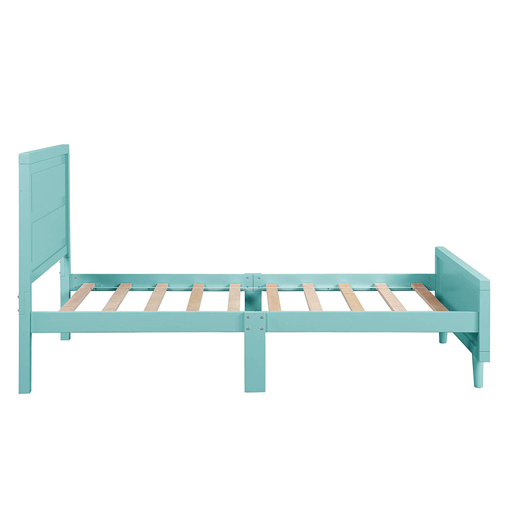 Twin Size Wooden Platform Bed Frame with Headboard, and Wooden Slats Support, No Spring Box Required (Frame Only) - Blue