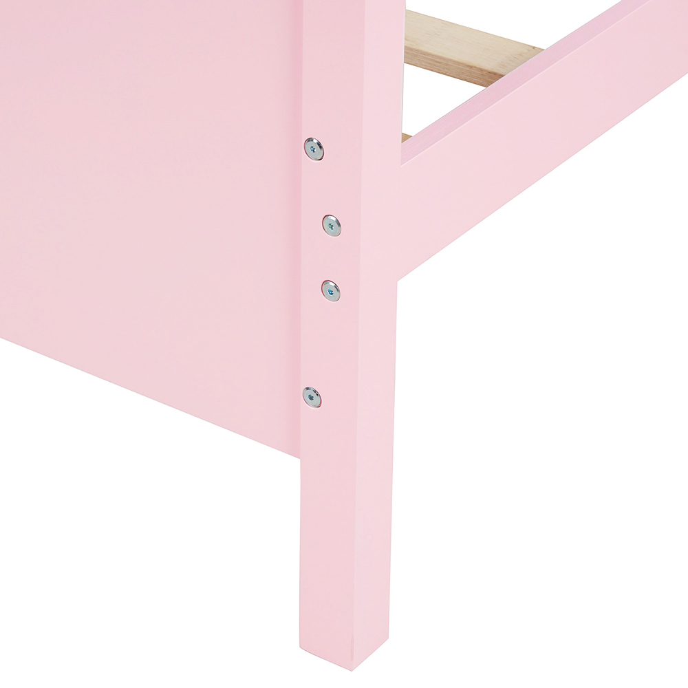 Twin Size Wooden Platform Bed Frame with Headboard, Footboard, and Wooden Slats Support, No Spring Box Required (Frame Only) - Pink