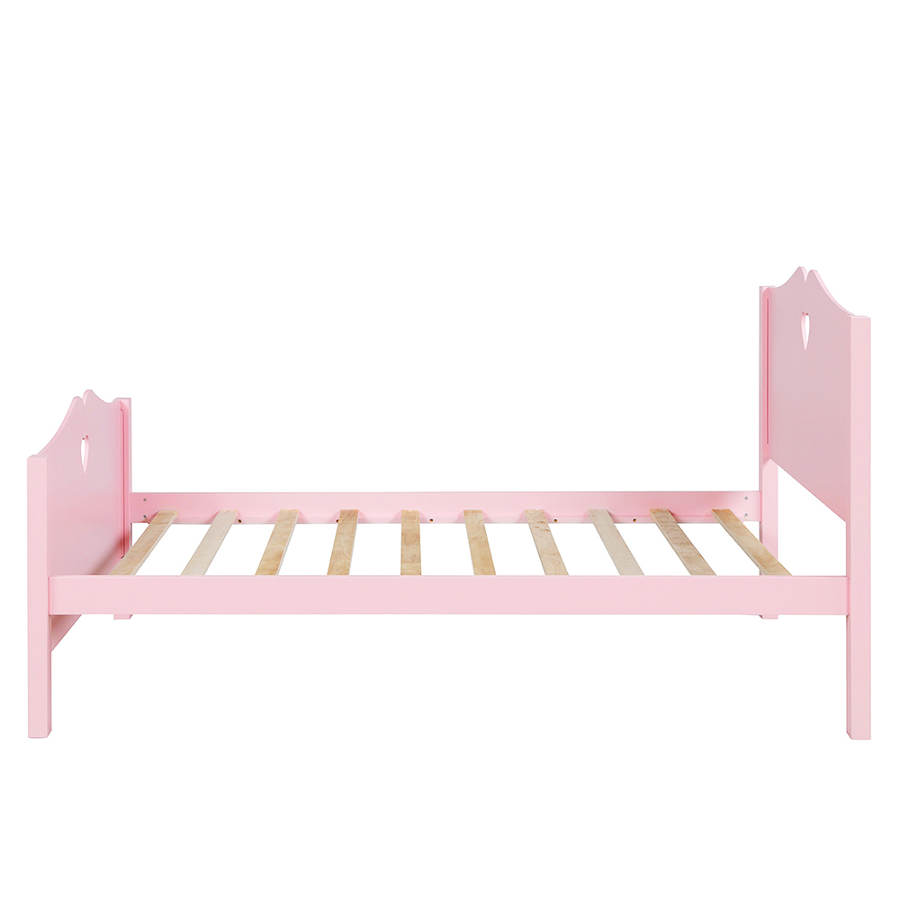 Twin Size Wooden Platform Bed Frame with Headboard, Footboard, and Wooden Slats Support, No Spring Box Required (Frame Only) - Pink