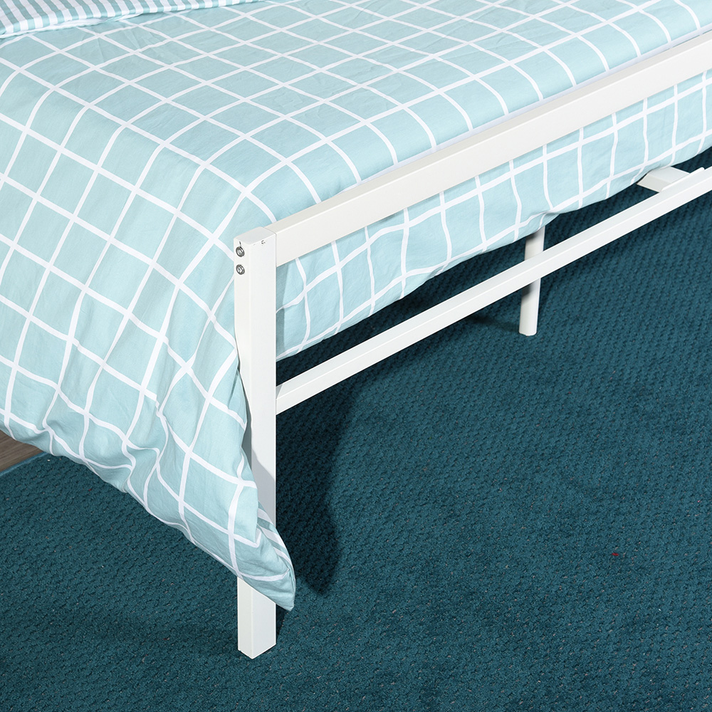 Full Size Metal Platform Bed Frame with Headboard, Footboard, and Wooden Slats Support, No Spring Box Required (Frame Only) - White