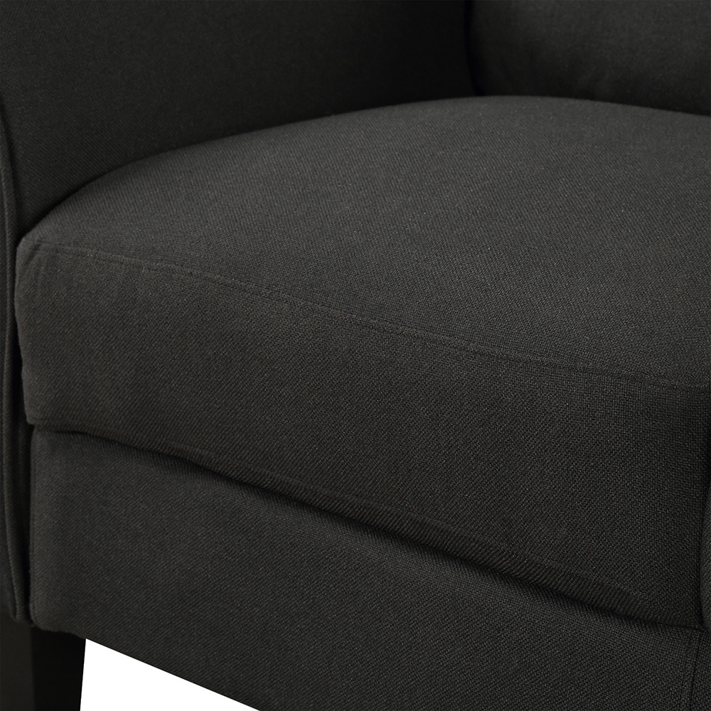 1+3-Seat Linen Upholstered Sofa with Wooden Frame, for Living Room, Bedroom, Office, Apartment - Black