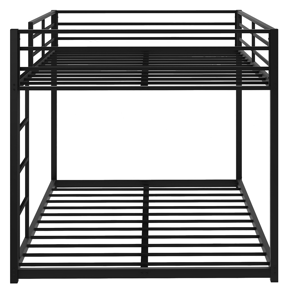 Full-Over-Full Size Bunk Bed Frame with Ladder, and Metal Slats Support, No Spring Box Required (Frame Only) - Black