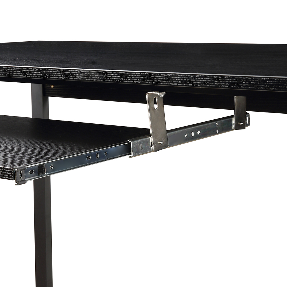 U-STYLE Home Office Wooden Computer Desk with 3 Storage Drawers and Keyboard Tray - Black