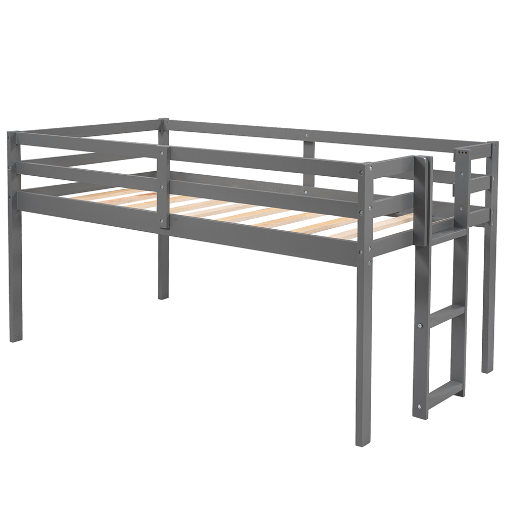 Twin-Over-Twin/Full/King Size Bunk Bed Frame with 2 Storage Drawers, and Wooden Slats Support, No Spring Box Required (Frame Only) - Gray
