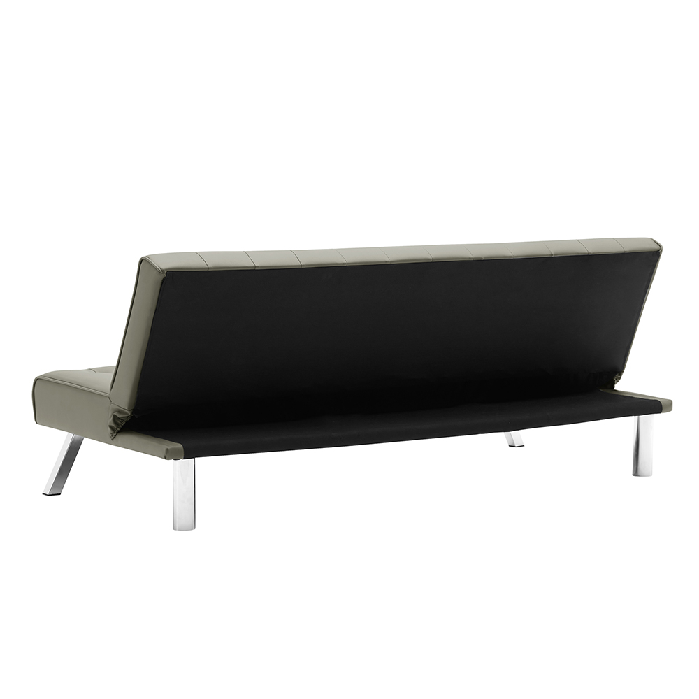 2-Seat PU Leather Armless Sofa Bed with Solid Wood Frame and Metal Legs, for Living Room, Bedroom, Office, Apartment - Gray