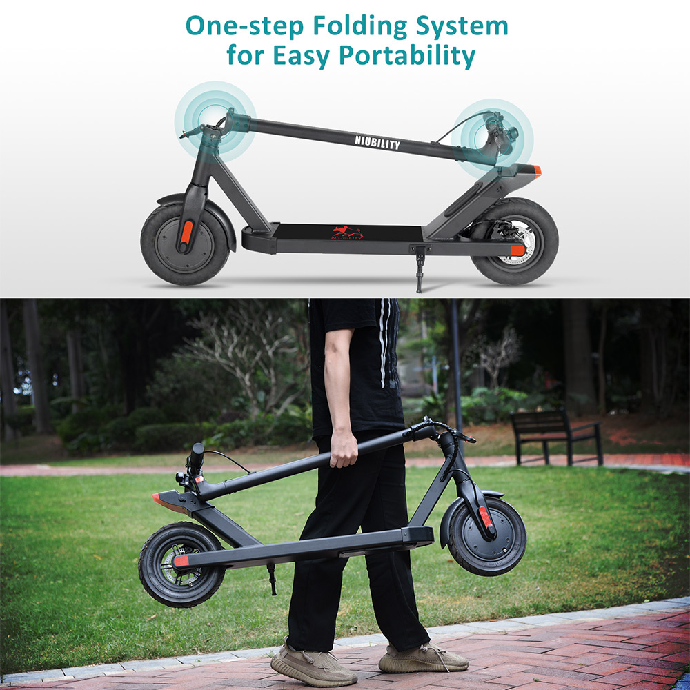 NIUBILITY N2 Electric Scooter 10Ah Battery 350W Motor 27-32KM Travel mileage 10 inch Wheel 25Km/h Disk Brake aluminum alloy Body - Black