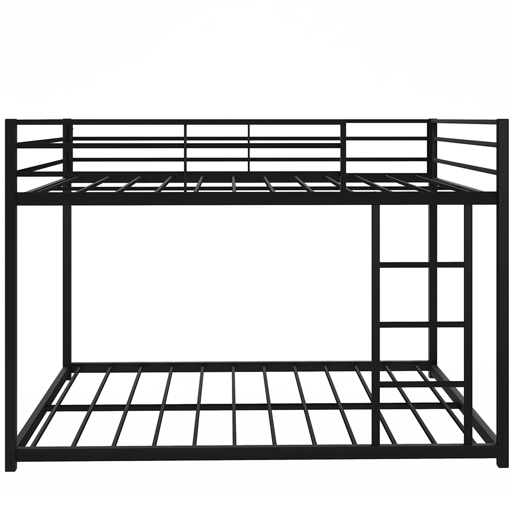Full-Over-Full Size Bunk Bed Frame with Ladder, and Metal Slats Support, No Spring Box Required (Frame Only) - Black