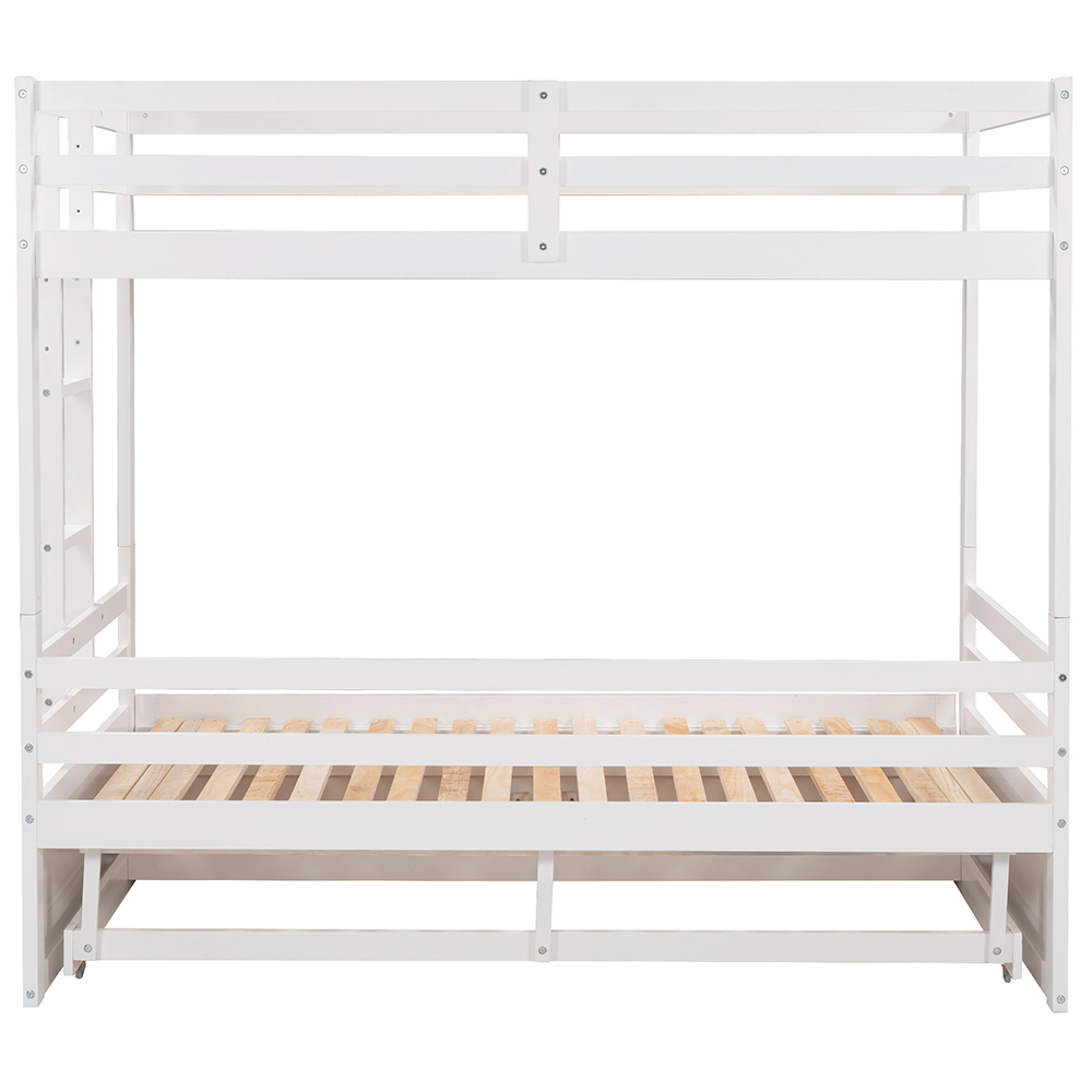 Twin-Over-Twin/Full/King Size Bunk Bed Frame with 2 Storage Drawers, and Wooden Slats Support, No Spring Box Required (Frame Only) - White