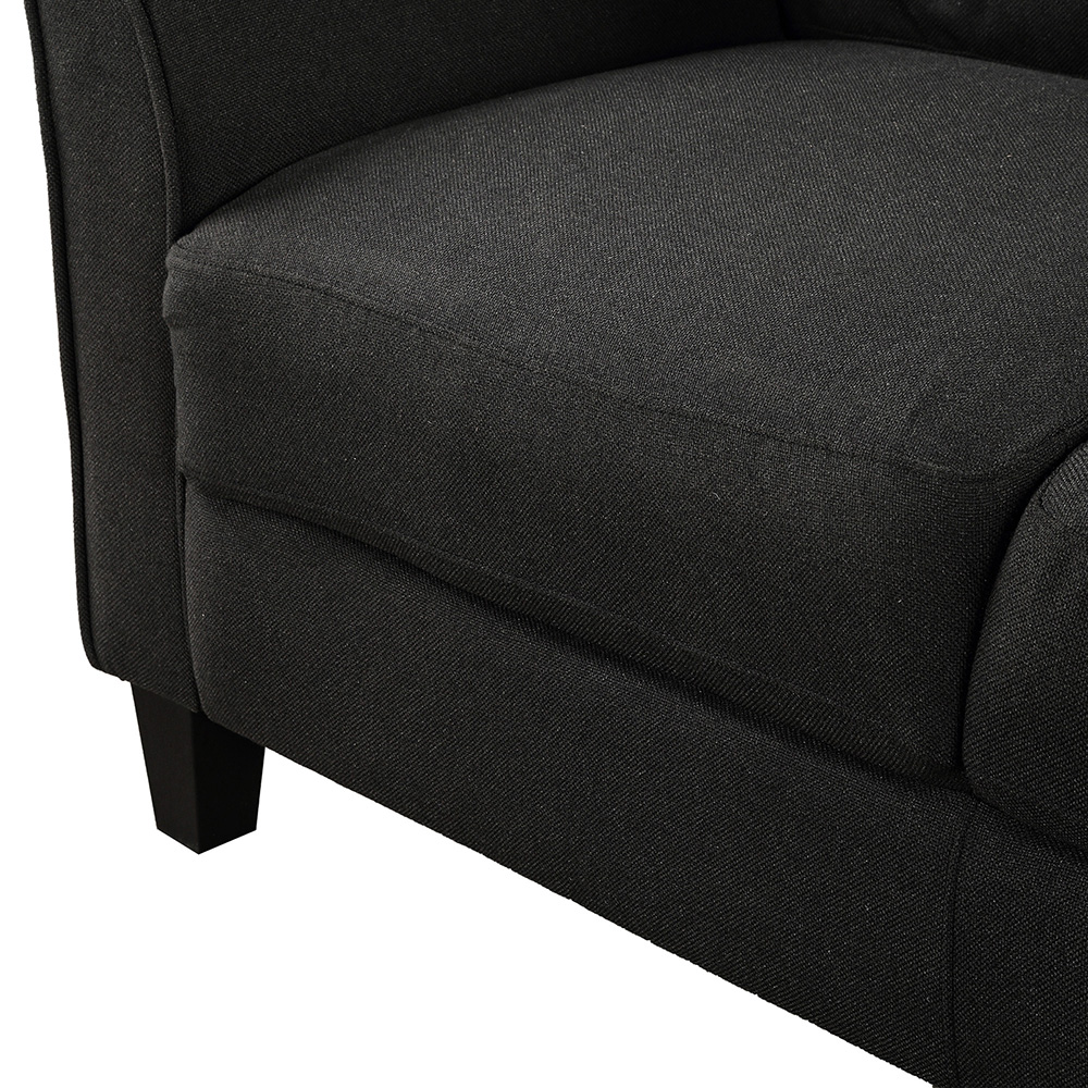 U-STYLE 3+2+1-Seat Polyester Blend Sofa Sofa Set, with Solid Wood Frame and Plastic Feet, for Living Room, Bedroom, Office, Apartment - Black