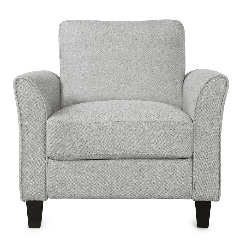 1+3-Seat Linen Upholstered Sofa with Wooden Frame, for Living Room, Bedroom, Office, Apartment - Light Gray