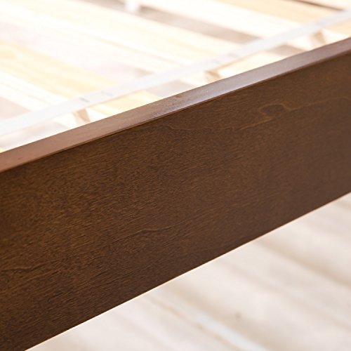 Twin Size Wooden Platform Bed Frame with Headboard, and Wooden Slats Support, No Spring Box Required (Frame Only) - Walnut