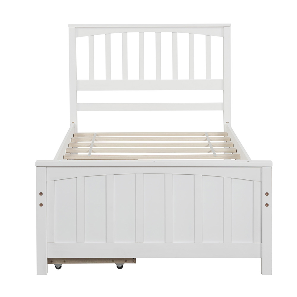 Twin-Size Platform Bed Frame with 2 Storage Drawers, Headboard and Wooden Slats Support, No Box Spring Needed (Only Frame) - White