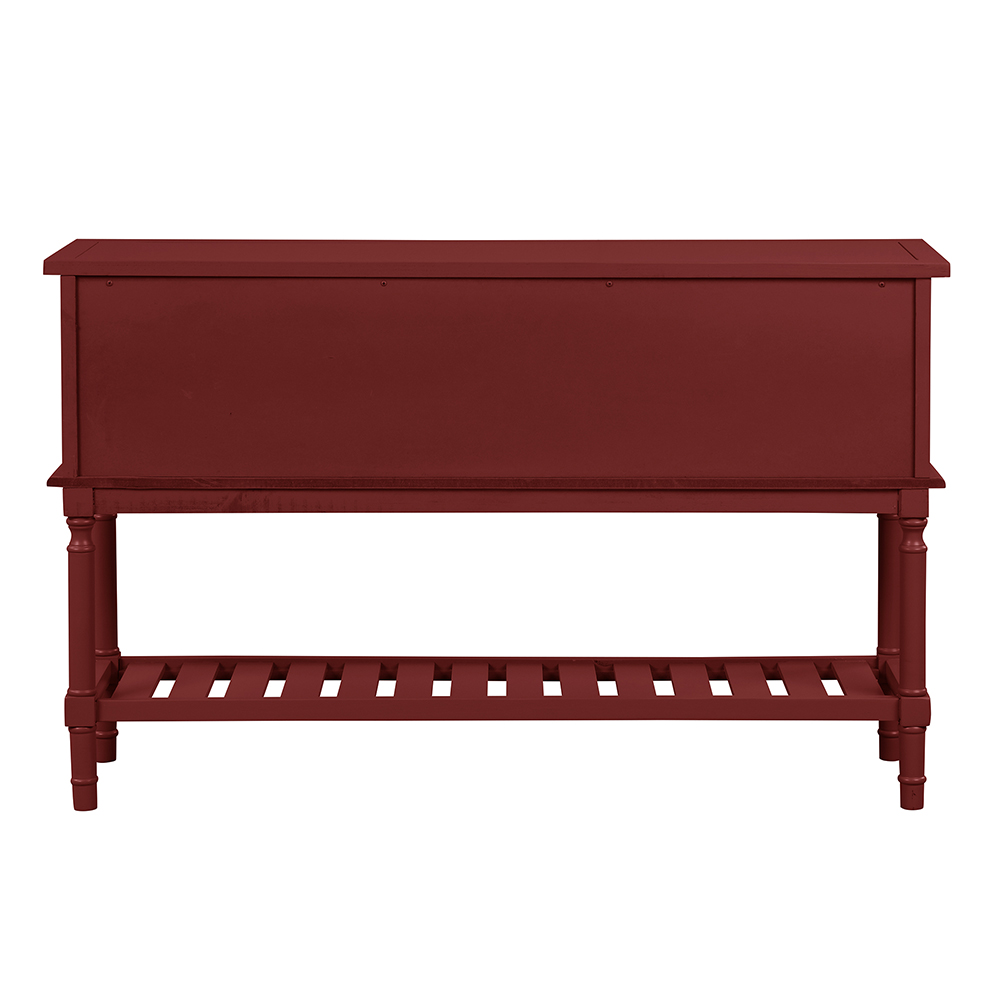 U-STYLE 47" Modern Style Wooden Console Table with 2 Storage Drawers, 2 Cabinets and Bottom Shelf, for Entrance, Hallway, Dining Room, Kitchen - Red