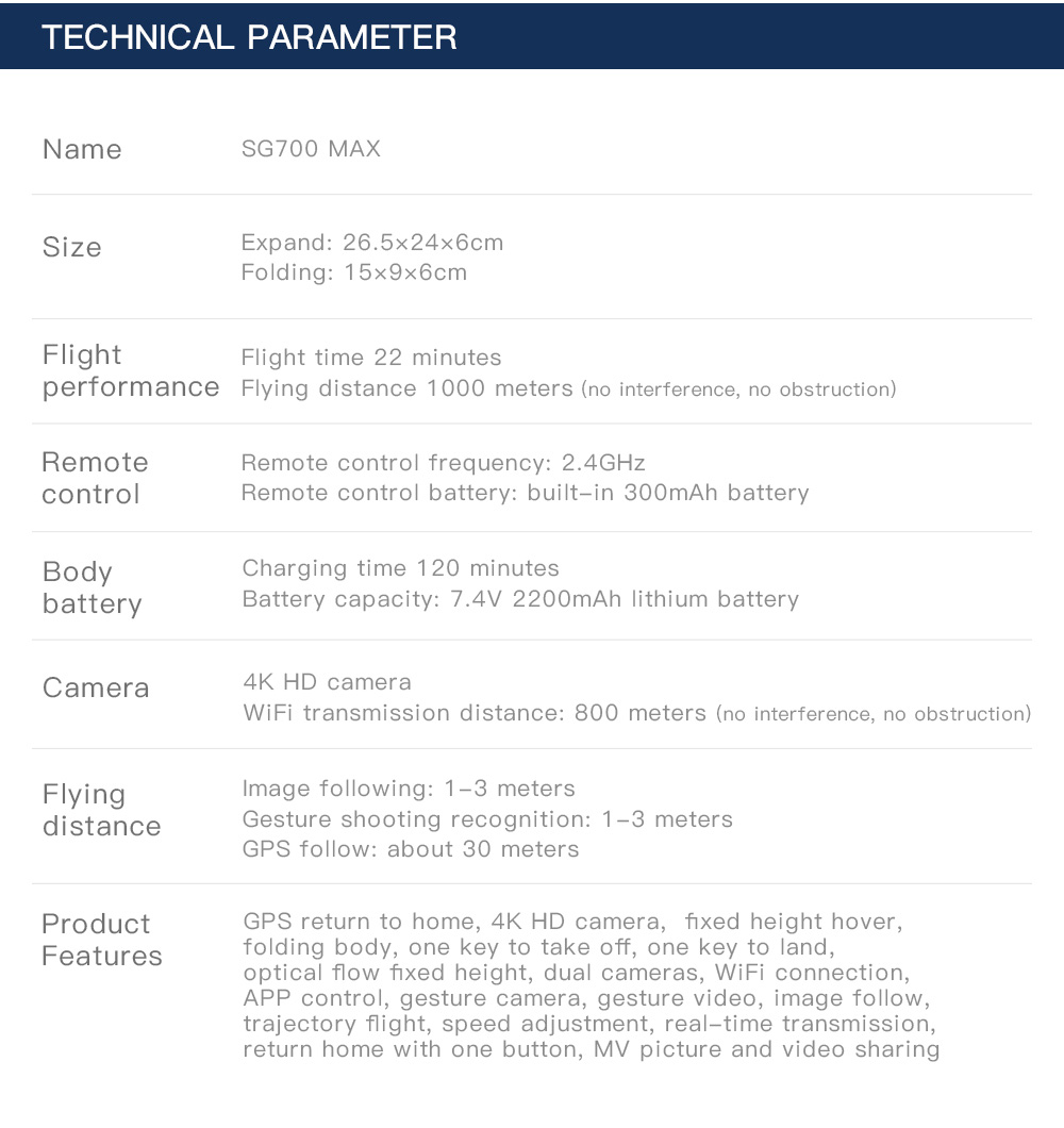 ZLL SG700 MAX 4K Dual Camera GPS 5G WIFI FPV Camera Optical Flow Positioning Brushless RC Drone - One Battery with Bag