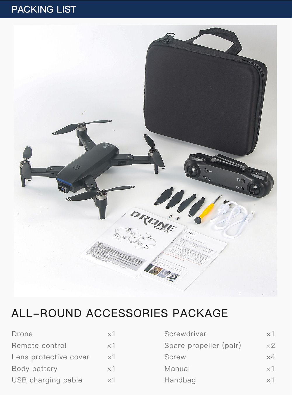 ZLL SG700 MAX 4K Dual Camera GPS 5G WIFI FPV Camera Optical Flow Positioning Brushless RC Drone - One Battery with Bag