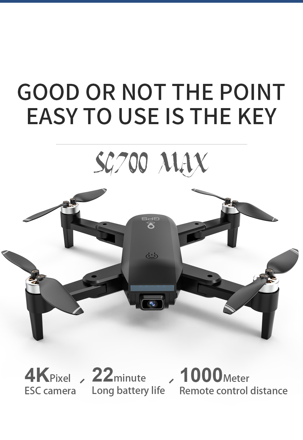 ZLL SG700 MAX 4K Dual Camera GPS 5G WIFI FPV Camera Optical Flow Positioning Brushless RC Drone - One Battery with Bag