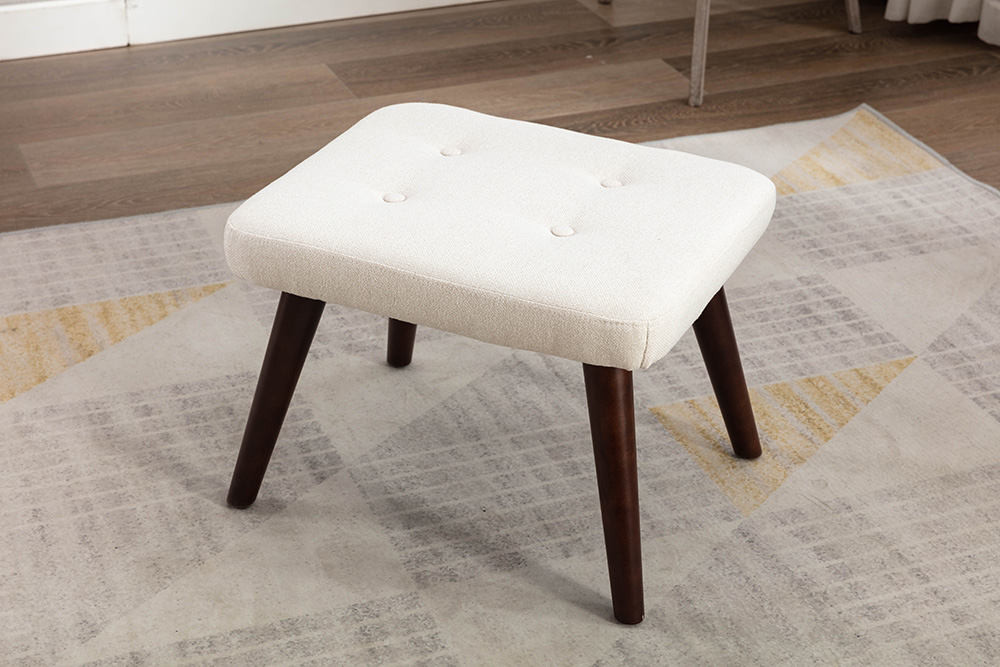 Canyon Vista Modern Style Linen Sofa Chair with Ottoman, and Wooden Frame, for Living Room, Bedroom, Dining Room, Office - Beige