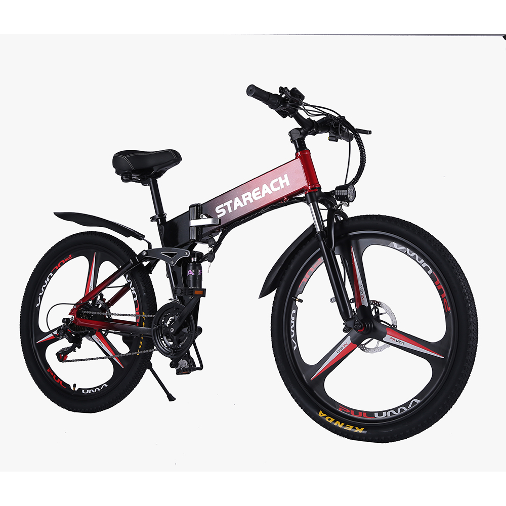 STAREACH A26 Folding Electric Mountain Bike 10Ah Battery 350W Motor 26 Inch Wheels Aluminum Alloy Frame Shimano 21-speed Shifter Max Speed 25km/h 80KM Power-assisted Range Disc Brake MTB - Green