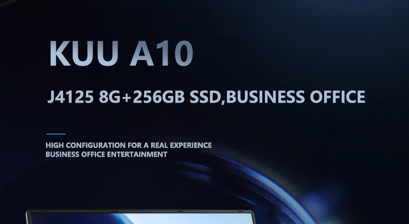 KUU A10 Laptops Intel Celeron J4125 Processor 15.6-inch IPS Screen Office Notebook 8GB RAM 256GB SSD Windows 10 - Black