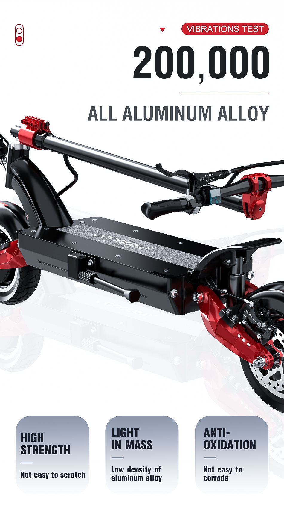 JANOBIKE Alien X10 Folding Off-Road Electric Scooter 10 inch 23.4Ah Battery 1200W*2 Motor 10 Inch Wheels Aluminum Alloy Body Max Speed 70km/h Dual hydraulic brake - Black