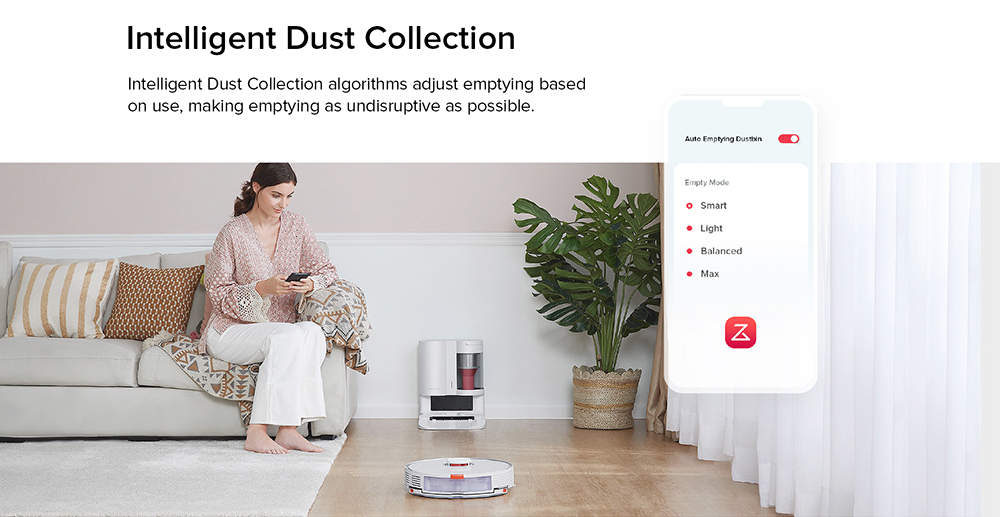 Roborock Auto-Empty Dock for Roborock S7 Automatic Suction Station Intelligent Dust Collection Constant Suction Power 1.8L Dust Bag Support Allergy Care - White