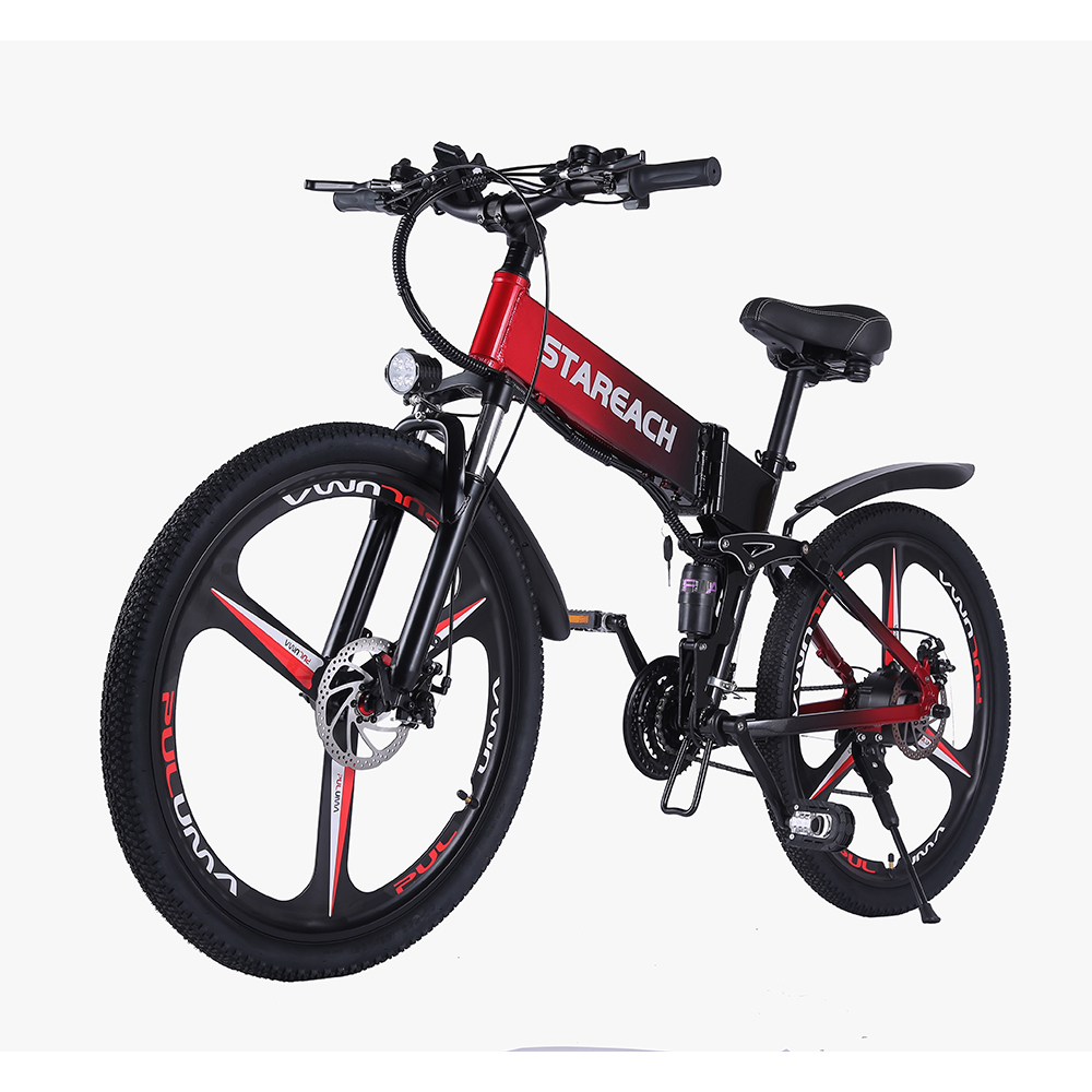 STAREACH A26 Folding Electric Mountain Bike 10Ah Battery 350W Motor 26 Inch Wheels Aluminum Alloy Frame Shimano 21-speed Shifter Max Speed 25km/h 80KM Power-assisted Range Disc Brake MTB - Green