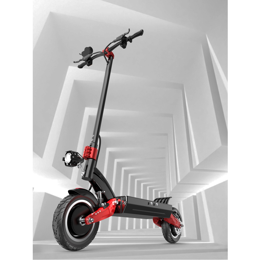 JANOBIKE Alien X10 Folding Off-Road Electric Scooter 10 inch 23.4Ah Battery 1200W*2 Motor 10 Inch Wheels Aluminum Alloy Body Max Speed 70km/h Dual hydraulic brake - Black