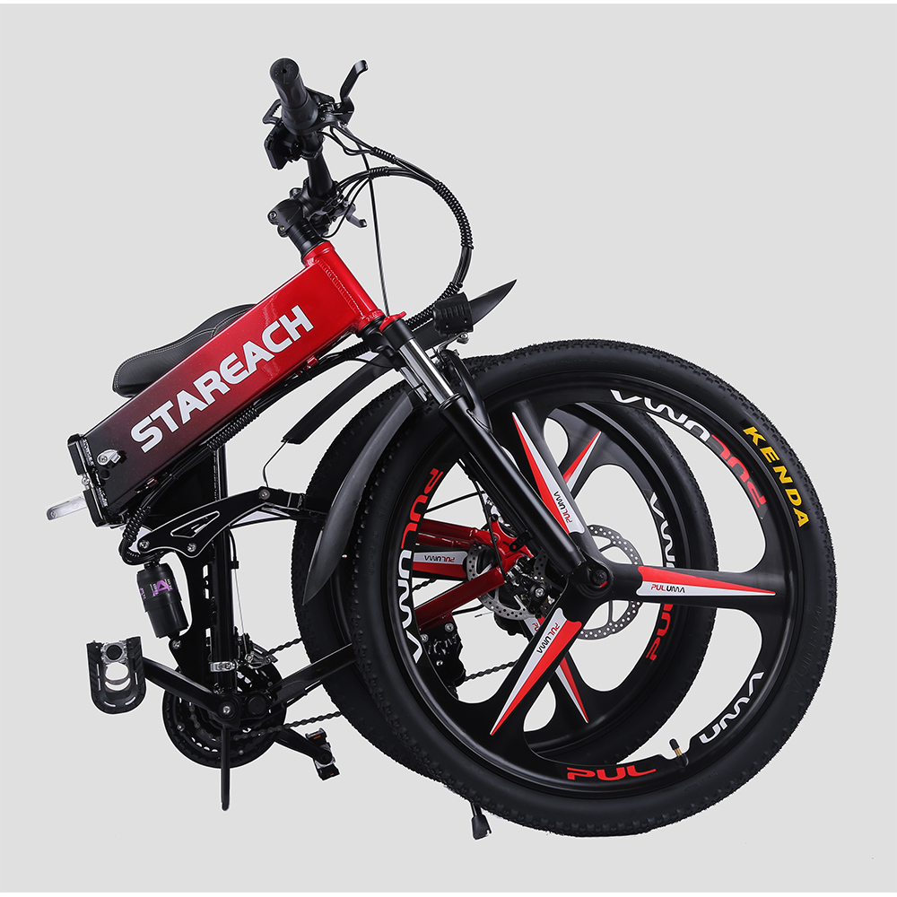STAREACH A26 Folding Electric Mountain Bike 10Ah Battery 350W Motor 26 Inch Wheels Aluminum Alloy Frame Shimano 21-speed Shifter Max Speed 25km/h 80KM Power-assisted Range Disc Brake MTB - Green