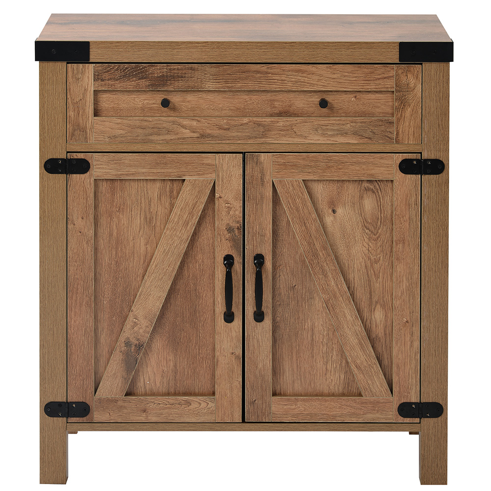 U-STYLE 30" Rustic Style Wooden Console Table with Storage Drawer, and Cabinet, for Entrance, Hallway, Dining Room, Kitchen - Brown